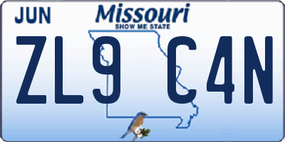 MO license plate ZL9C4N