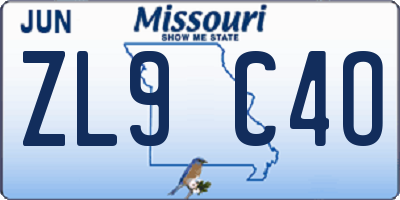 MO license plate ZL9C4O