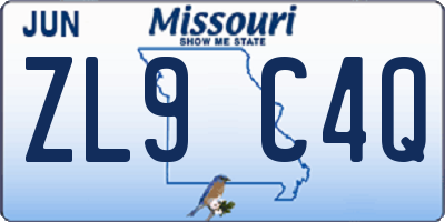 MO license plate ZL9C4Q