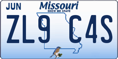 MO license plate ZL9C4S