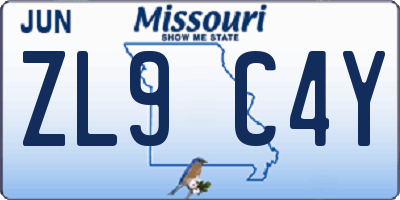 MO license plate ZL9C4Y