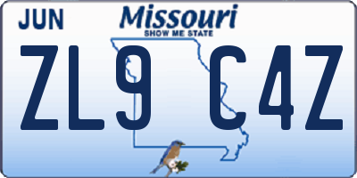 MO license plate ZL9C4Z
