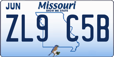 MO license plate ZL9C5B
