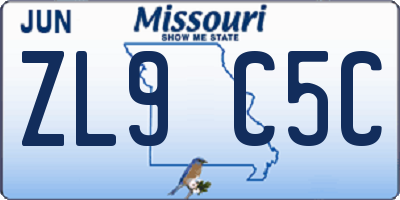MO license plate ZL9C5C