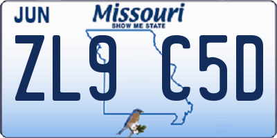 MO license plate ZL9C5D