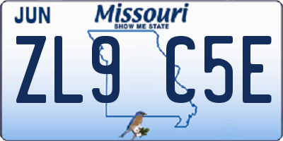 MO license plate ZL9C5E
