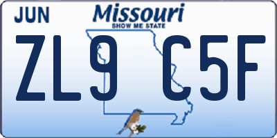 MO license plate ZL9C5F
