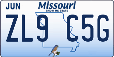 MO license plate ZL9C5G