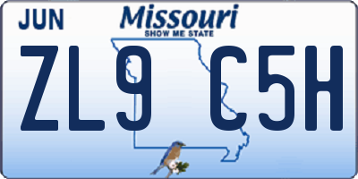 MO license plate ZL9C5H