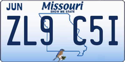MO license plate ZL9C5I