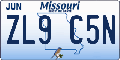 MO license plate ZL9C5N