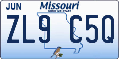 MO license plate ZL9C5Q