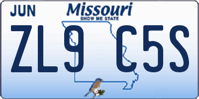 MO license plate ZL9C5S