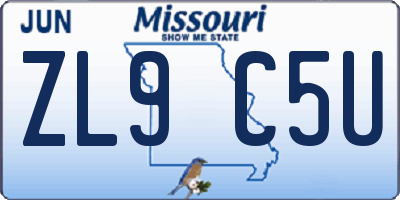 MO license plate ZL9C5U