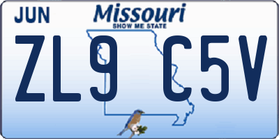 MO license plate ZL9C5V