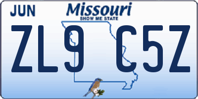 MO license plate ZL9C5Z