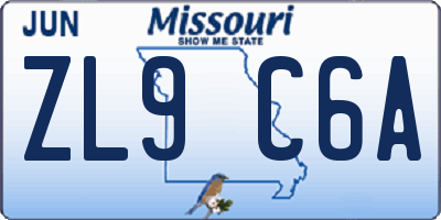 MO license plate ZL9C6A