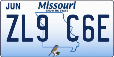 MO license plate ZL9C6E