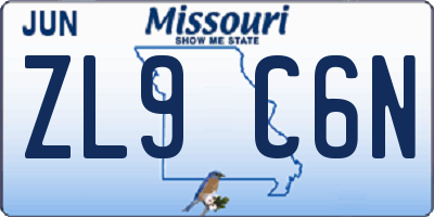 MO license plate ZL9C6N