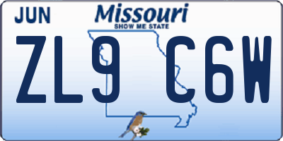 MO license plate ZL9C6W