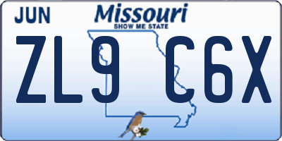MO license plate ZL9C6X