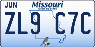 MO license plate ZL9C7C