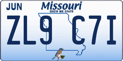 MO license plate ZL9C7I