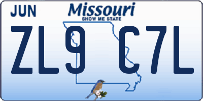 MO license plate ZL9C7L