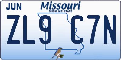 MO license plate ZL9C7N