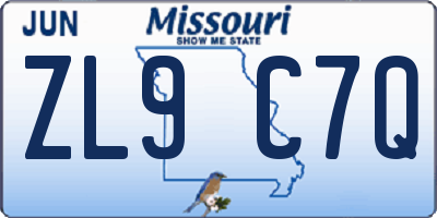 MO license plate ZL9C7Q
