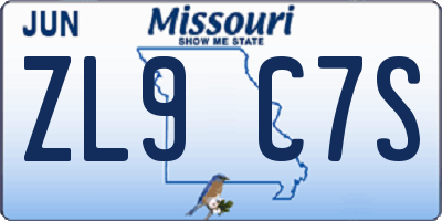 MO license plate ZL9C7S