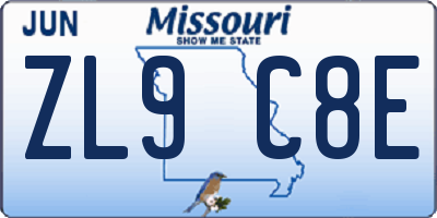MO license plate ZL9C8E