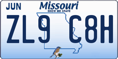 MO license plate ZL9C8H