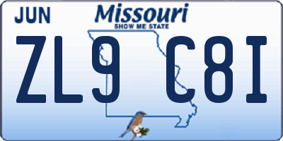 MO license plate ZL9C8I