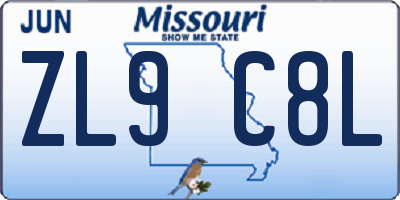 MO license plate ZL9C8L