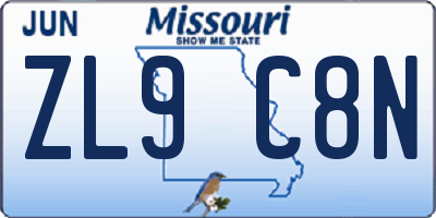 MO license plate ZL9C8N