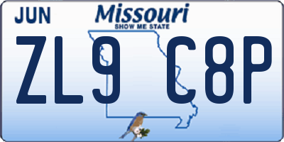 MO license plate ZL9C8P