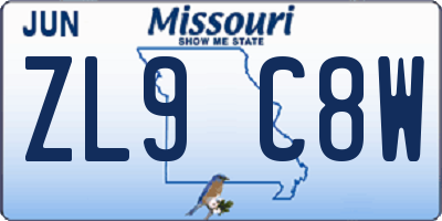 MO license plate ZL9C8W