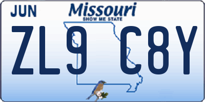 MO license plate ZL9C8Y