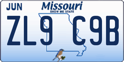 MO license plate ZL9C9B