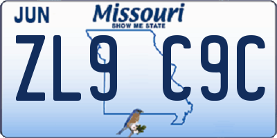 MO license plate ZL9C9C