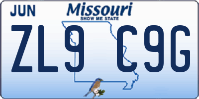 MO license plate ZL9C9G