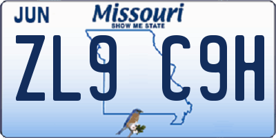 MO license plate ZL9C9H