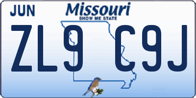 MO license plate ZL9C9J