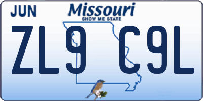 MO license plate ZL9C9L