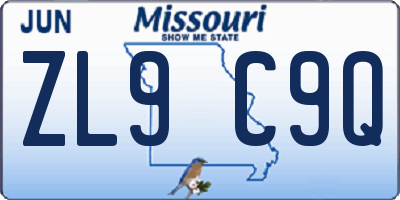 MO license plate ZL9C9Q