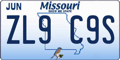 MO license plate ZL9C9S