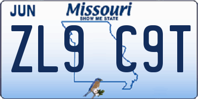 MO license plate ZL9C9T