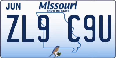 MO license plate ZL9C9U
