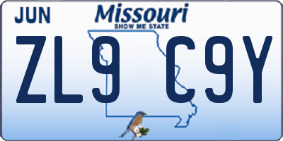 MO license plate ZL9C9Y
